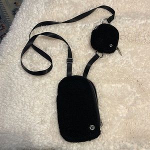 Lulu lemon black fuzzy crossbody bag